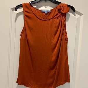 Burnt orange sleeveless silk blouse